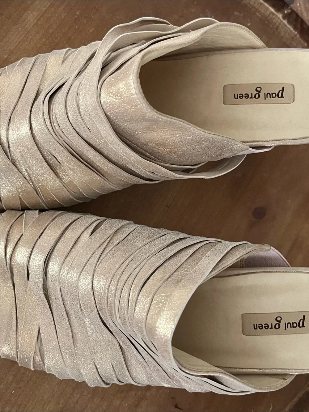 Paul Green Shimmery Nude Woven Slide Mules
